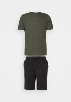 Pier One Nachtwäsche Set - Black/khaki -Pier One 4344377384bd49f0bb9aec4cd044c479