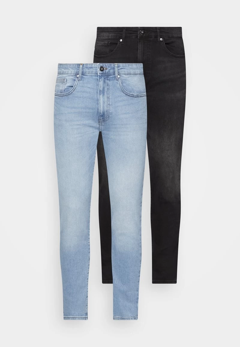 Pier One 2 PACK - Jeans Skinny Fit - Light Blue/black 1 Pier One 2 PACK - Jeans Skinny Fit - Light Blue/black